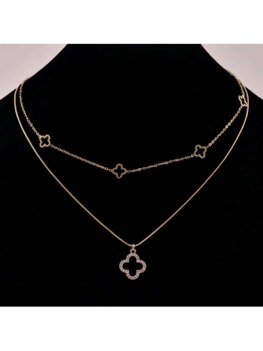Target Gold Double-Layer Clover Pendant Necklace - Women Jewelry